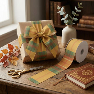 Warm Herfst Oogst Tartan Schotland Patroon Satijnen Lint