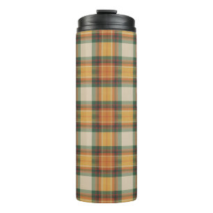 Warm Herfst Oogst Tartan Schotse Ruit Patroon Thermosbeker