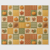 Warm Herfst Patchwork Pompoen Oranje Cadeaupapier (Vlak)