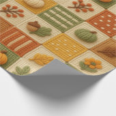 Warm Herfst Patchwork Pompoen Oranje Cadeaupapier (Hoek)