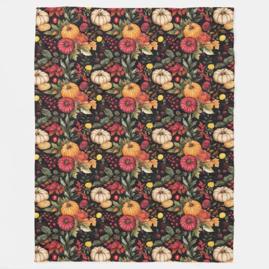 Warm Herfst-thema deken rustieke pompoenen & bloem (Voorkant)