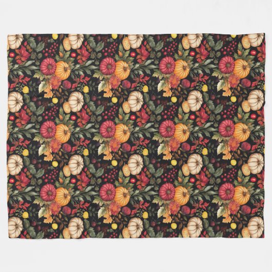 Warm Herfst-thema deken rustieke pompoenen & bloem (Voorkant (Horizontaal))