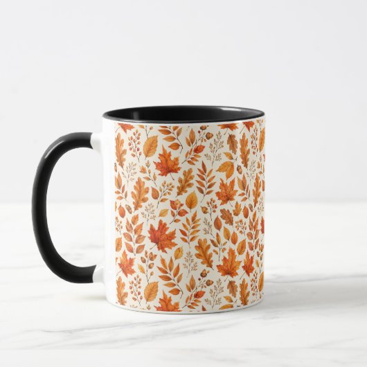Warm Herfstblad Naadloos Patroon Mok (Links)