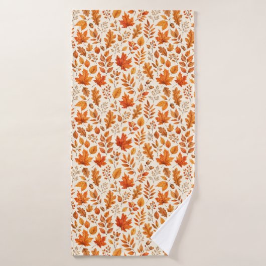Warm herfstbladeren naadloos patroon badhanddoek (Badhanddoek)