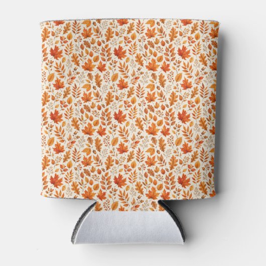 Warm herfstbladeren naadloos patroon blikjeskoeler (Voorkant)