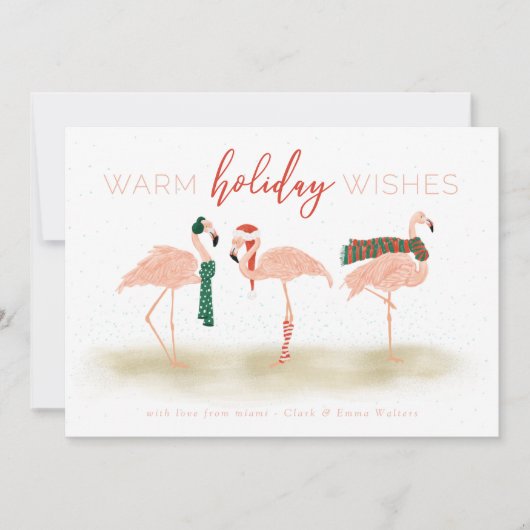 Warm Holiday Flamingos Feestdagenkaart (Voorkant)