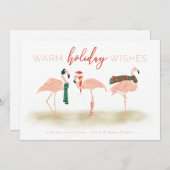 Warm Holiday Flamingos Feestdagenkaart (Voorkant / Achterkant)