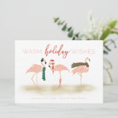 Warm Holiday Flamingos Feestdagenkaart (Staand voorkant)