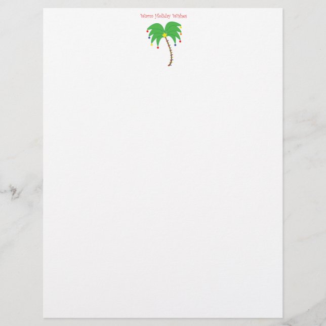 "Warm Holiday Wishes" Palm Tree letterhead (Voorkant)