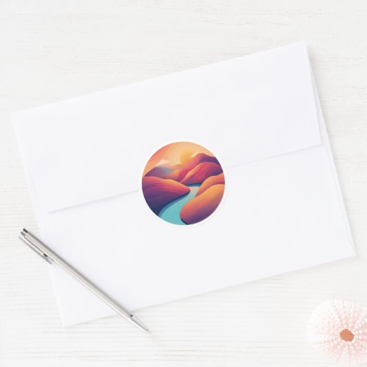 Warm Horizon Line Ronde Sticker (Envelop)