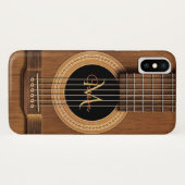 Warm hout Acoustic Guitar iPhone X Hoesje (Achterkant (horizontaal))