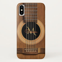 Warm hout Acoustic Guitar iPhone X Hoesje