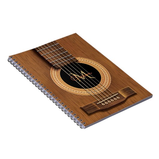 Warm hout Acoustic Guitar Notebook Notitieboek (Rechterzijde)