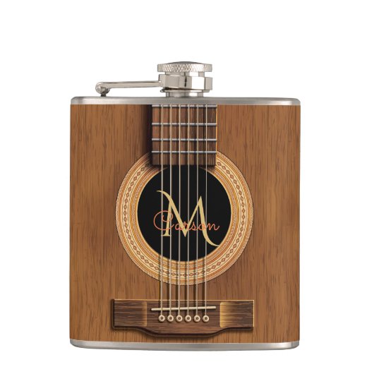 Warm hout Akoestische gitaar Heupfles (Voorkant)