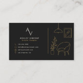 Warm Houtskool Luxe Interieur Ontwerper Visitekaartje (Achterkant)