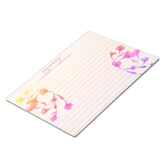 Warm Hues Waterverf Flowers Lined Notitieblok (Schuin)