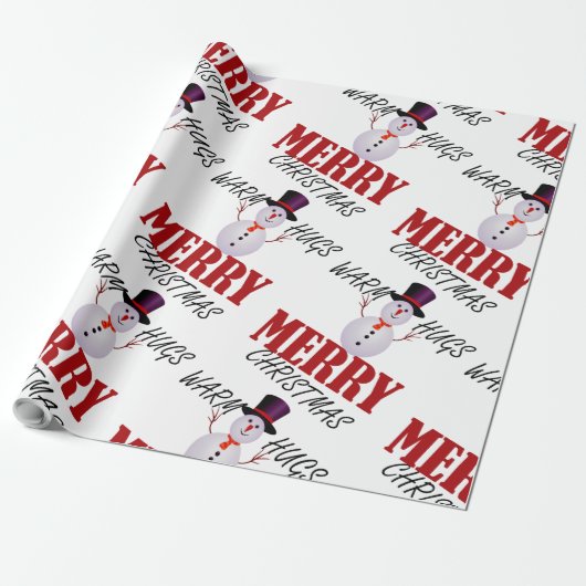 Warm Hugs Merry Kerstmis Cadeaupapier (Uitgerold)