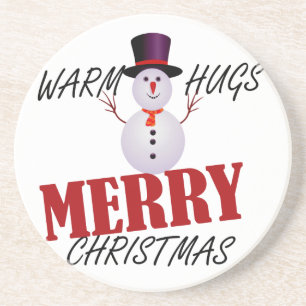 Warm Hugs Merry Kerstmis Zandsteen Onderzetter