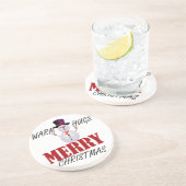 Warm Hugs Merry Kerstmis Zandsteen Onderzetter (Zijkant)