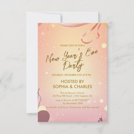 Warm humeur en roze oudejaarsfeest kaart (Voorkant)