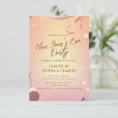 Warm humeur en roze oudejaarsfeest kaart (Staand voorkant)