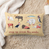 Warm Inpakken Dierentuin Winter Folk Art Kerstmis Kussen (Deken)