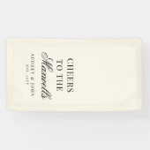 Warm Ivoor Zwarte Cheers Script Bruiloft Spandoek (Horizontaal)