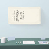 Warm Ivoor Zwarte Cheers Script Bruiloft Spandoek (Beurs)