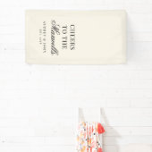 Warm Ivoor Zwarte Cheers Script Bruiloft Spandoek (Insitu)