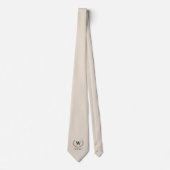 Warm Ivoor Zwarte Laurel Monogram Huwelijksdatum Stropdas (Voorkant)