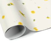 Warm Ivory Japanese Dandelion Floral Pattern Cadeaupapier (Rol Hoek)
