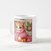 Warm Kat in een deken  koffie Mok (Voorkant links)