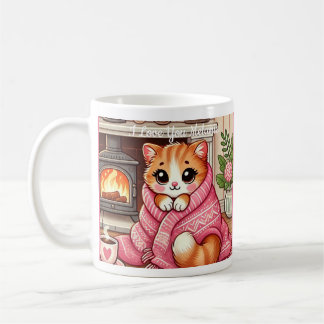 Warm Kat in een deken  koffie Mok