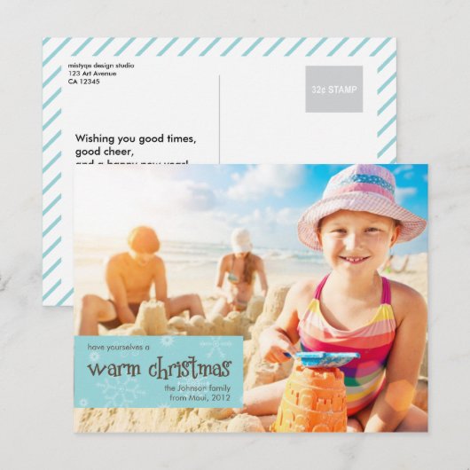 Warm kerstfotofeestdag Briefkaart (Voorkant / Achterkant)