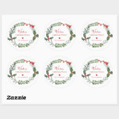 Warm kerstgewas, Waterverf feestdag, geschut Ronde Sticker (Vel)