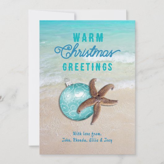 Warm kerstgraten strand scene feestdagenkaart (Voorkant)