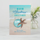 Warm kerstgraten strand scene feestdagenkaart (Staand voorkant)