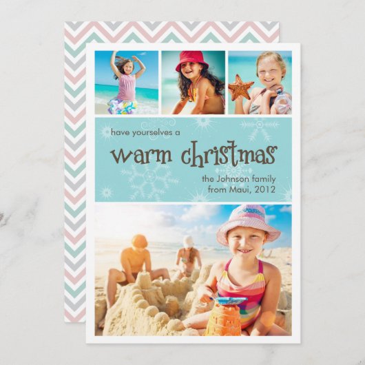 Warm Kerstmis 4-fotofeestkaart Feestdagenkaart (Voorkant / Achterkant)