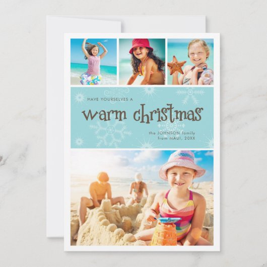 Warm Kerstmis 4-fotofeestkaart Feestdagenkaart (Voorkant)