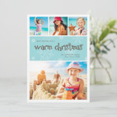 Warm Kerstmis 4-fotofeestkaart Feestdagenkaart (Staand voorkant)