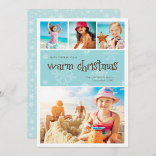 Warm Kerstmis 4-fotofeestkaart Feestdagenkaart