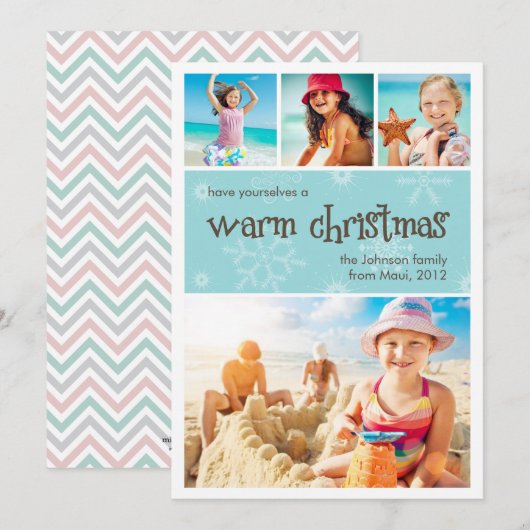Warm Kerstmis 4-fotofeestkaart Feestdagenkaart (Voorkant / Achterkant)