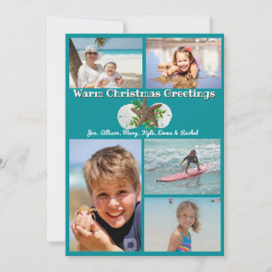 Warm Kerstmis Multi-foto Familie Plat Groet Feestdagenkaart
