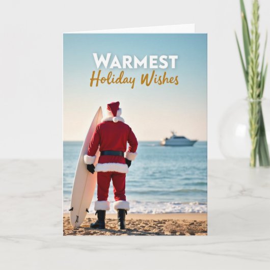 Warm Kerstmis Santa Surfer Kaart (Voorkant)