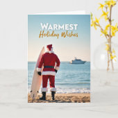Warm Kerstmis Santa Surfer Kaart (Gele Bloem)