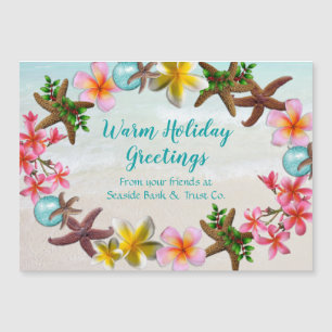 Warm-kerstPlumeria Wreath Magnetic Kaart
