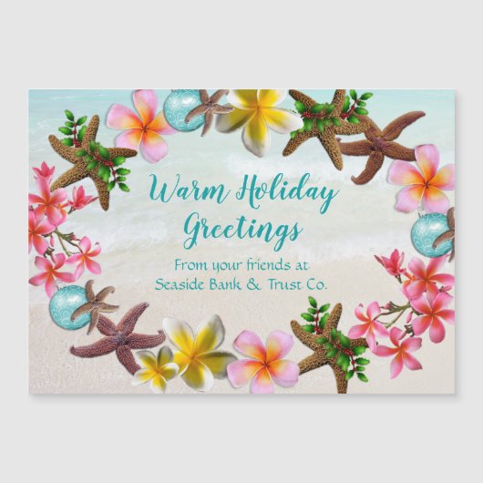 Warm-kerstPlumeria Wreath Magnetic Kaart (Voorkant)