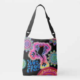 Warm kikker Surf psychedelische kruiszak zwart Crossbody Tas