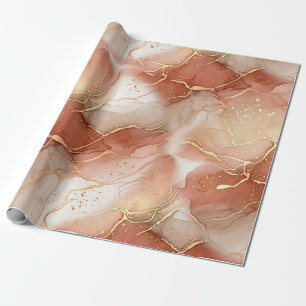 Warm Klei en Taupe Marmer - Metallische Lijnen Cadeaupapier