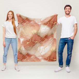Warm Klei en Taupe Marmer - Metallische Lijnen Fleece Deken